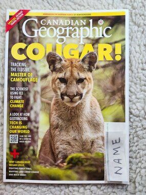 Canadian Geographic Magazine Cougar Cover Wildlife The Canada Untold Issue